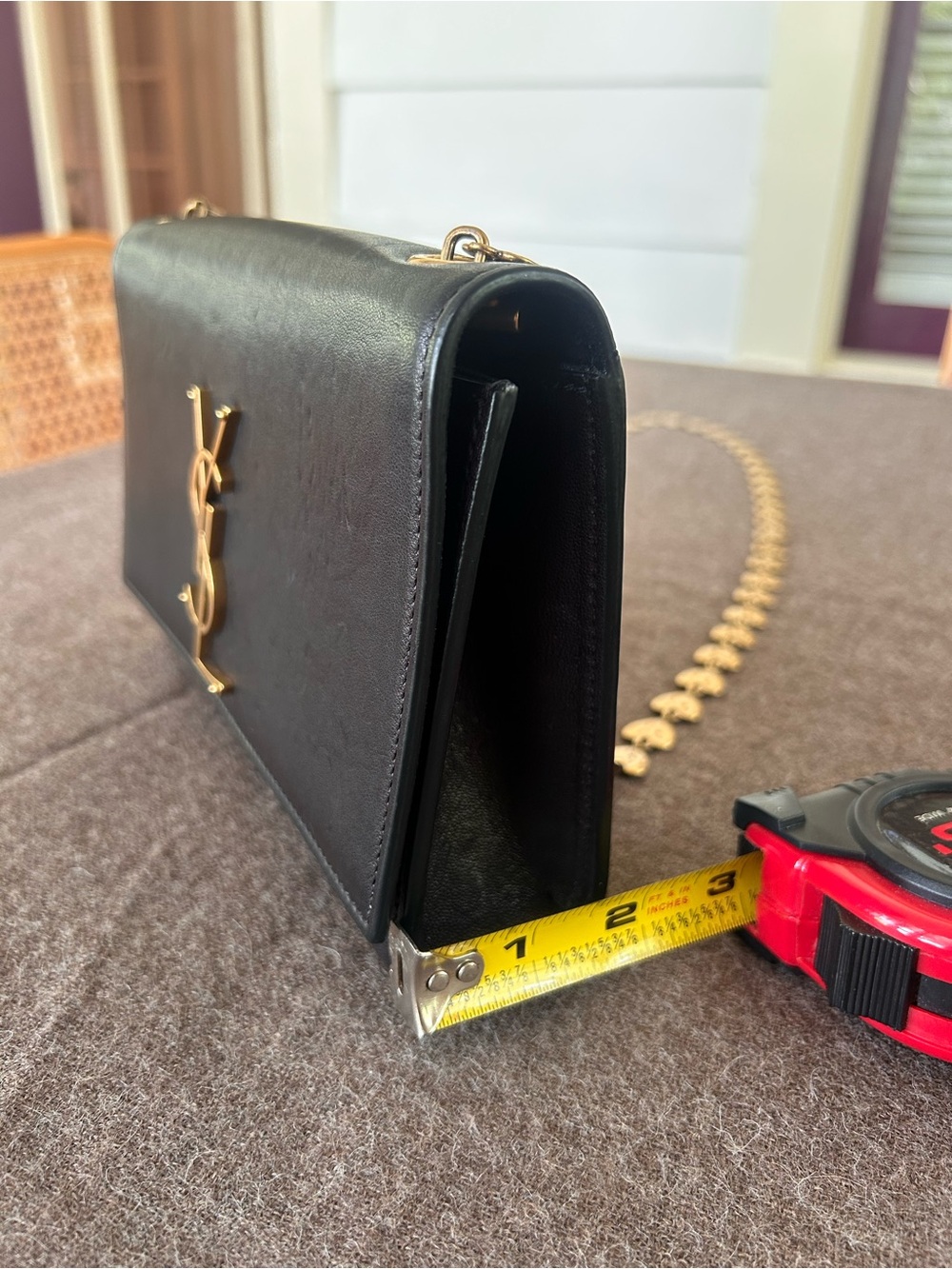 Rare Saint Laurent YSL Black Leather Heart Chain Kate Bag - Picture 11 of 15